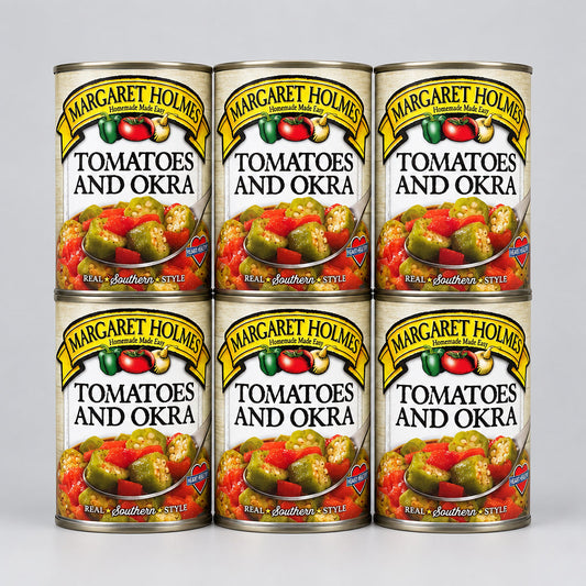 6 Cans of Margaret Holmes Southern Style Tomatoes and Okra, 14.5 oz