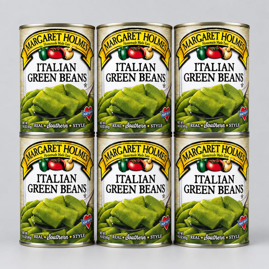 6 Cans of Margaret Holmes Southern Style Italian Green Beans, 14.5 oz