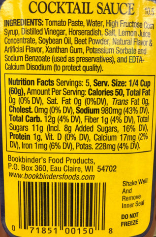 FOUR BOTTLES Bookbinder's Cocktail Sauce Seafood 10.5 Oz shrimp fish clams