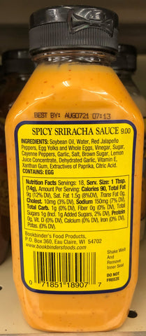 FOUR BOTTLES Bookbinder's Spicy Sriracha Sauce 9 Oz creamy chili special