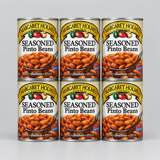 6 Cans of Margaret Holmes Southern Style Seasoned Pinto Beans, 15 oz