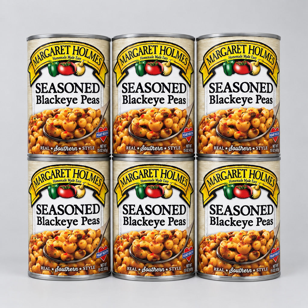 6 Cans of Margaret Holmes Southern Style Seasoned Blackeye Peas, 15 oz