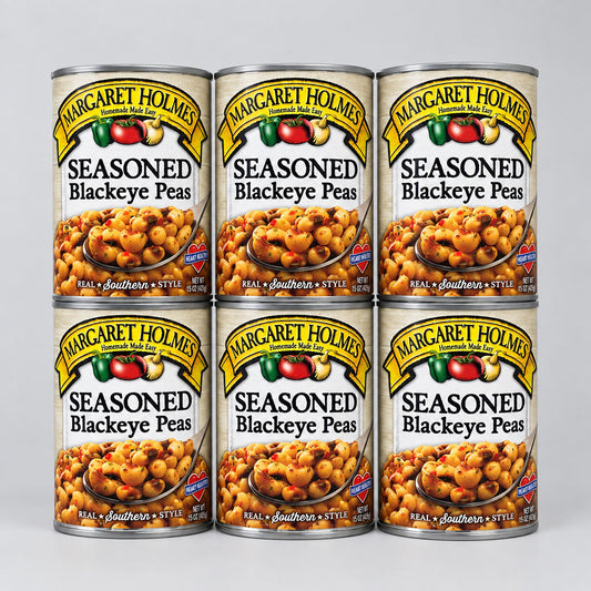 6 Cans of Margaret Holmes Southern Style Seasoned Blackeye Peas, 15 oz