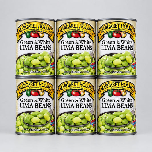 6 Cans of Margaret Holmes Southern Style Green and White Lima Beans, 15 oz