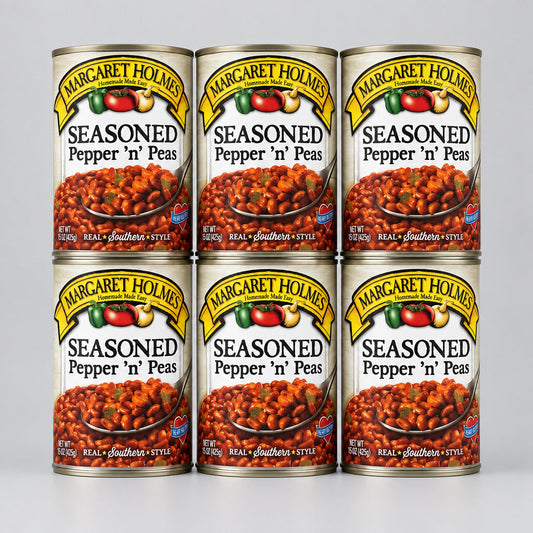 6 Cans of Margaret Holmes Southern Style Seasoned Pepper ‘n Peas, 15 oz