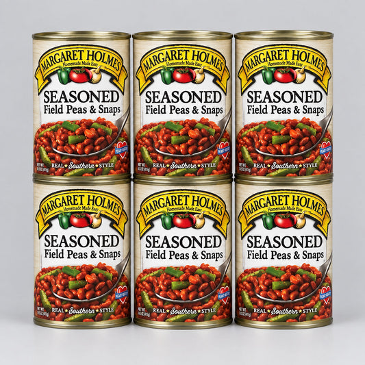 6 Cans of Margaret Holmes Seasoned Field Peas & Green Bean Snaps, 15 oz