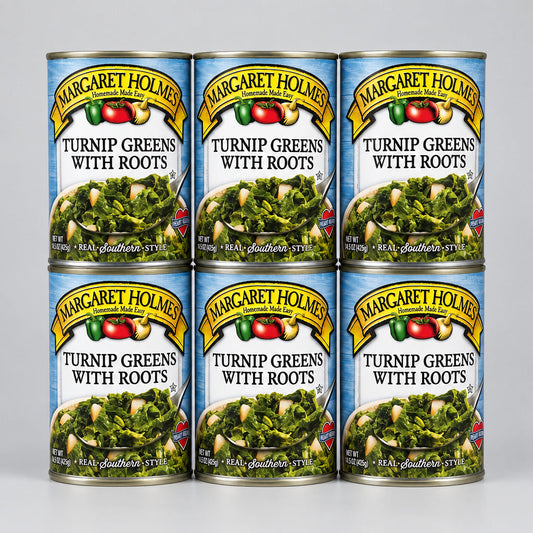 6 Cans of Margaret Holmes Southern Style Turnip Greens & Roots, 15 oz