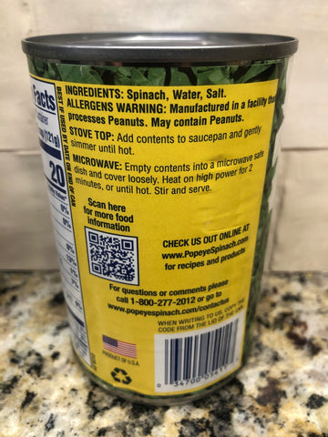 6 CANS Allens Popeye Chopped Spinach 13.5 oz Can Non-GMO Greens