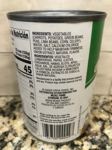 6 CANS Veg-All Original Mixed Vegetables 15 oz Can Corn Carrots Peas Potato