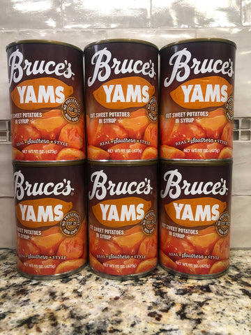 6 CANS Bruce's Yams Cut Sweet Potatoes In Syrup 15 Oz Can Casserole