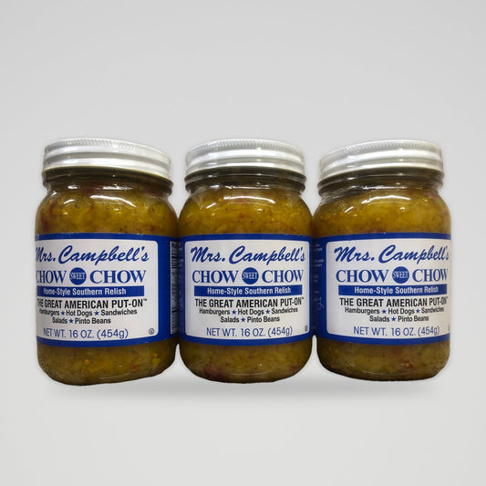 3 Jars Mrs Campbell's Chow Chow Onion Pickle Relish Hot Dog Pintos