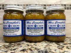 3 JARS Mrs Campbell's Chow Chow Onion Pickle Relish Hot Dog Pintos