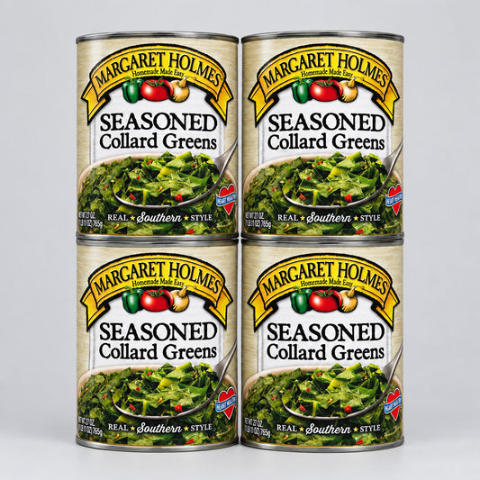 4 Cans of Margaret Holmes Southern Style Seasoned Collard Greens, 27 oz