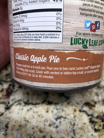 4 CANS Lucky Leaf Organic Apple Fruit Filling 21 oz Can Pie Turnover Topping