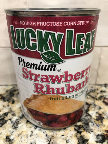 4 CANS Lucky Leaf Premium Strawberry Rhubarb Fruit Filling & Topping 21 oz Pie