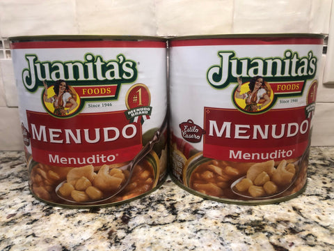 2 BIG CANS Juanita's Menudo 5 lb 14 oz can Soup Tripe Bone Stock Hominy