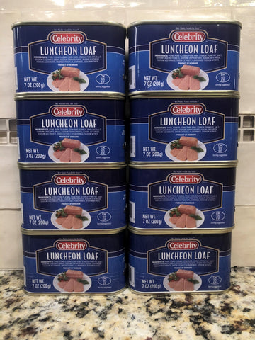 8 CANS Celebrity Luncheon Loaf Meat 7 oz. like Spam Treet Danish Pork