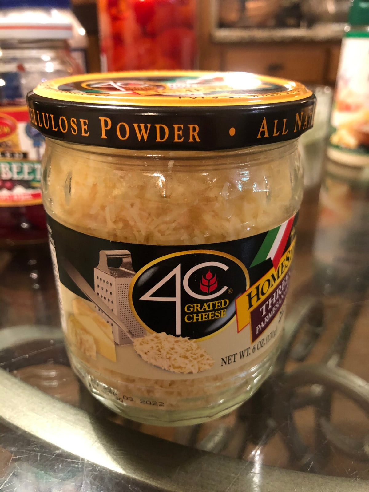 4C HomeStyle Three Cheese Grated Parmesan Asiago Romano 6 oz Jar