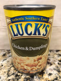 Luck's Chicken and Dumplings 15 oz Can Pastry Biscuit heat & eat Lucks