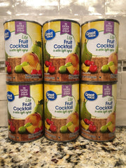 6 CANS Great Value Lite Fruit Cocktail in Extra Light Syrup 15 oz can pineapple