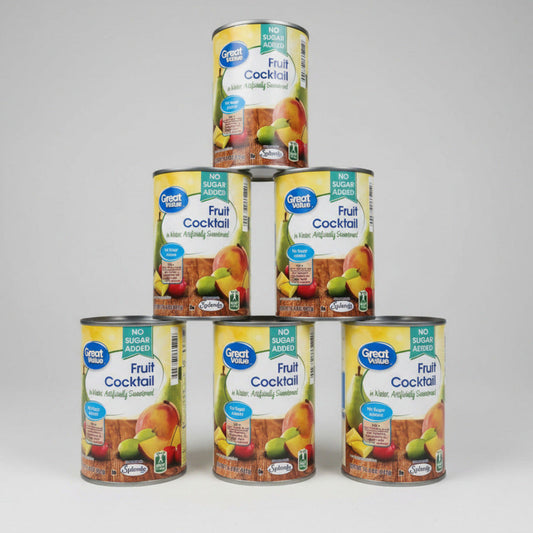 6 Cans of Great Value No Sugar Added Fruit Cocktail in Water, 14.5 oz