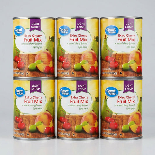 6 Cans of Great Value Light Syrup Extra Cherry Fruit Mix, 15 oz