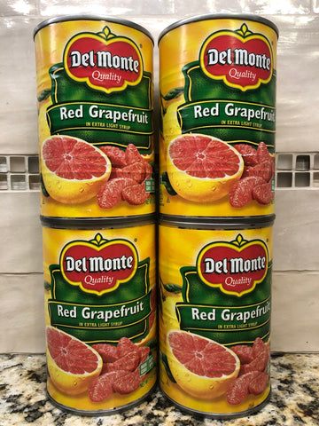 4 CANS Del Monte Red Grapefruit in Extra Light Syrup 15 oz can juice