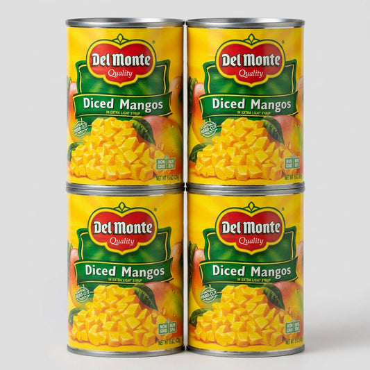 4 Cans of Del Monte Diced Mangos in Light Syrup, 15 oz