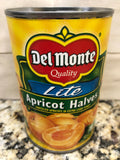 4 CANS Del Monte Lite Unpeeled Apricot Halves In Extra Light Syrup 15 oz can