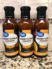 3 BOTTLES Great Value Honey Citrus Marinade 12 oz beef pork chicken