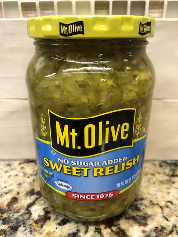 2 JARS Mount Olive Pickle Sweet Relish 16 oz Mt No Sugar Added Splenda