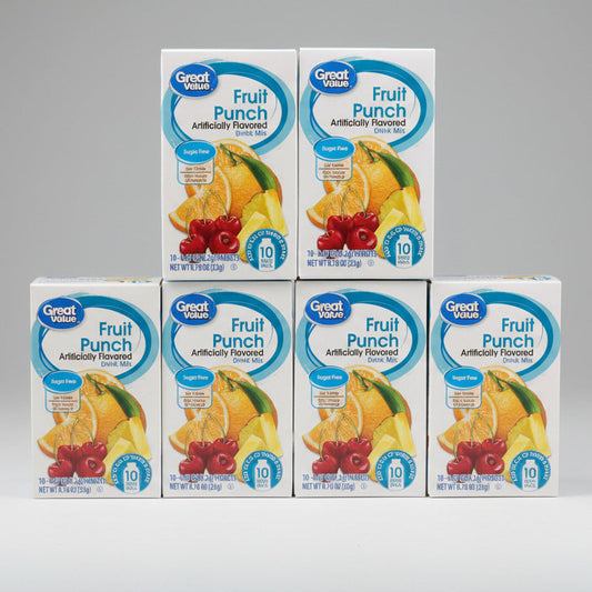6 Boxes of Great Value Fruit Punch Drink Mix ., 77 oz