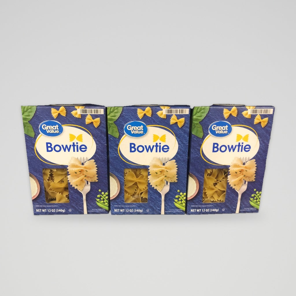 3 Boxes of Great Value Bowtie Pasta, 12 oz