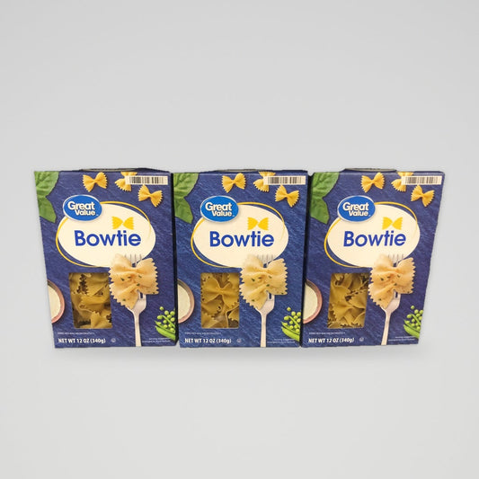 3 Boxes of Great Value Bowtie Pasta, 12 oz