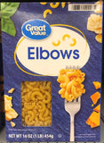 4 BOXES Great Value Elbows Pasta 16 oz Enriched Macaroni and Cheese