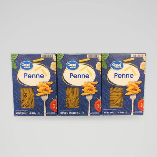 3 Boxes of Great Value Penne Pasta, 16 oz