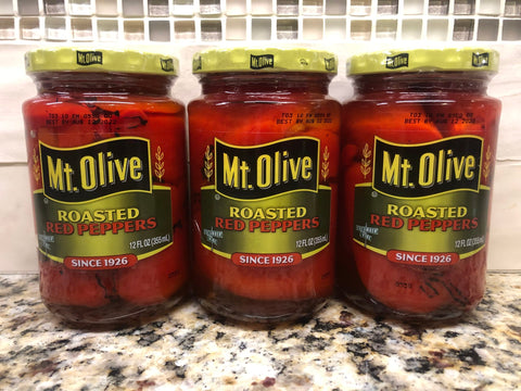 3 JARS Mount Olive Roasted Red Peppers 12 oz Marinated Bell Sub Burger