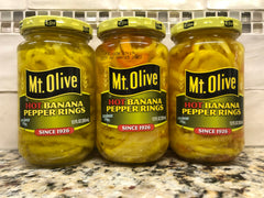 3 JARS Mount Olive Hot Banana Pepper Rings 12 oz Mt Pickle Sub Sandwich