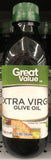 Four Bottles Great Value Extra Virgin Olive Oil 17 fl oz Bottle
