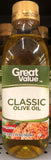 Four Bottles Great Value Classic Olive Oil 17 fl oz Bottle