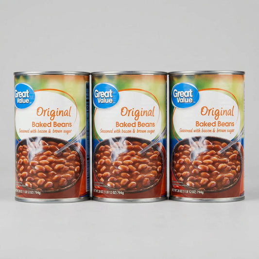 3 Cans of Great Value Original Baked Beans, 28 oz
