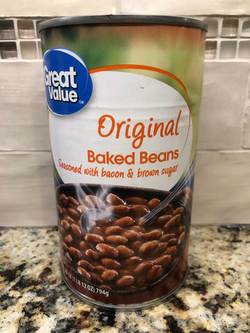 3 CANS Great Value Original Baked Beans 28 oz Seasoned bacon brown sugar