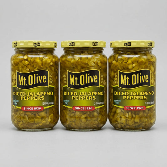 3 Jars Mount Olive Diced Jalapeno Peppers 12 oz