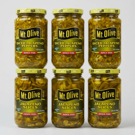 6 Jars Mount Olive Jalapeno Sliced & Diced Peppers 12 oz