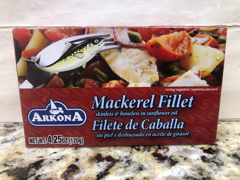 12 CANS Arkona Skinless Boneless Mackerel Fillet In Sunflower Oil 4.25 Oz Fish