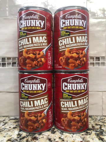 4 Campbell's CHUNKY Chili Mac Soup 18.8 oz Cans beef bean macaroni tomato (Copy)