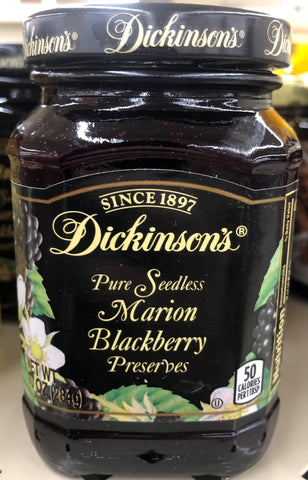 Dickinson's Pure Seedless Marion Blackberry Preserves 10 oz Jar Jam Jelly