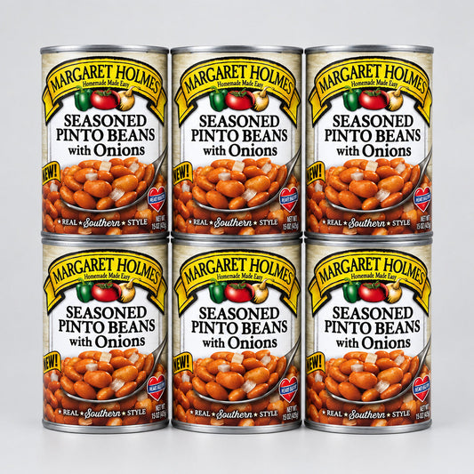 6 Cans of Margaret Holmes Seasoned Pinto Beans with Onions, 14.5 oz