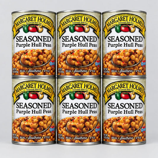 6 Cans of Margaret Holmes Southern Style Seasoned Purple Hull Peas, 15 oz