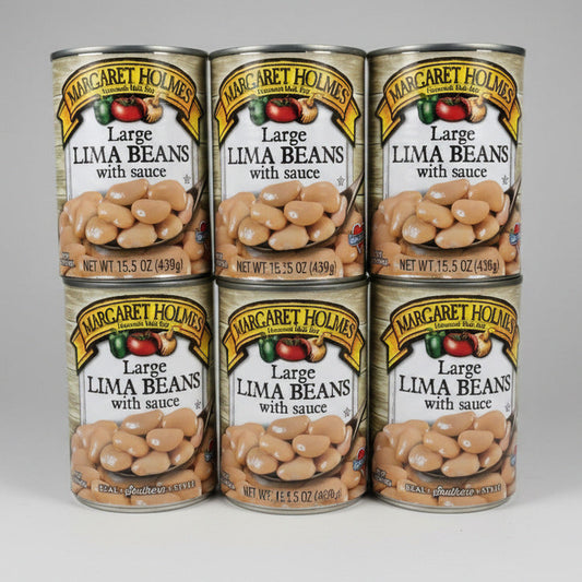 6 Cans of Margaret Holmes Southern Large Lima Beans with Sauce, 15 oz